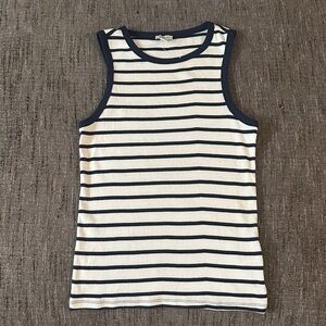 J. Crew Navy and White Striped Tank Top